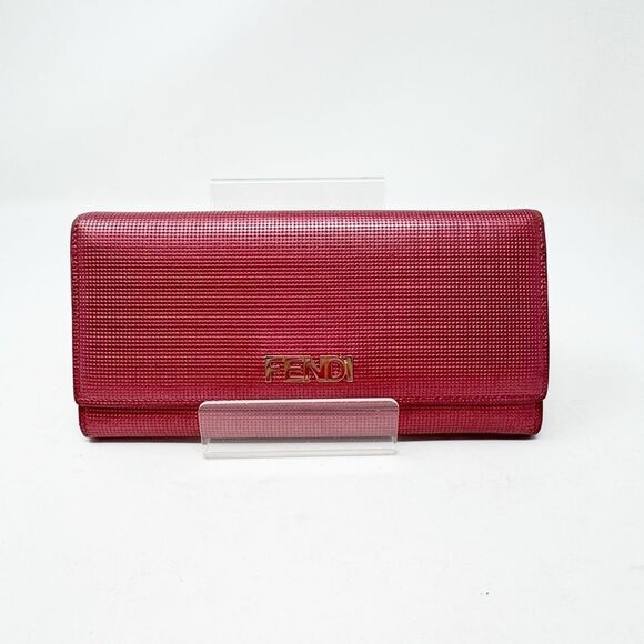 FENDI | Textured Pink Metallic Long Wallet with Box, Dust Bag, Paperwork/Receipt - Picture 2 of 10